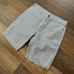 Brooks‎ Brothers Seersucker Striped Chino Shorts Blue White Sz 34 Coastal Beach